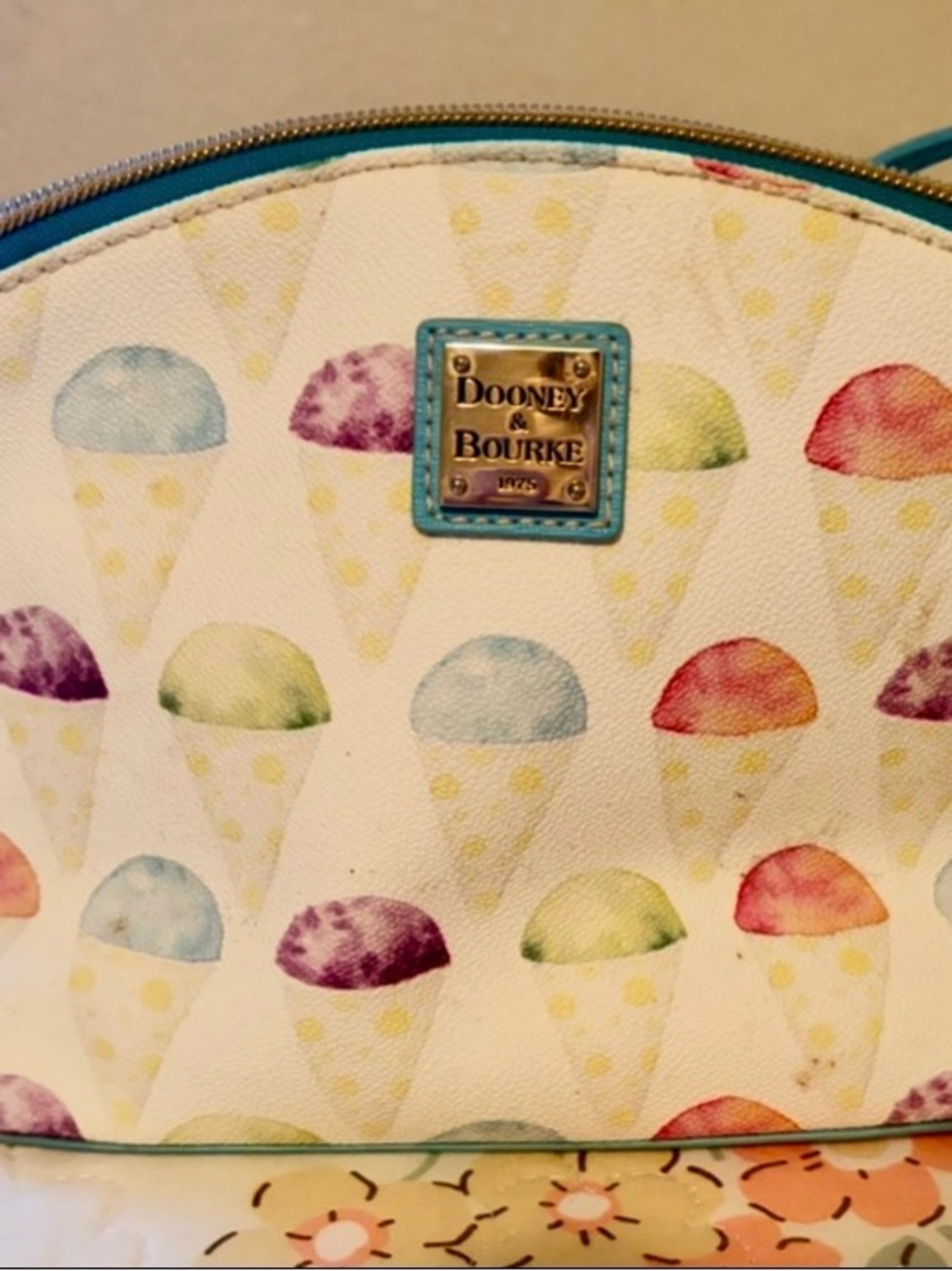 Dooney & Bourke Pastel Ice Cream Print Dome Crossbody - White and Multicolor